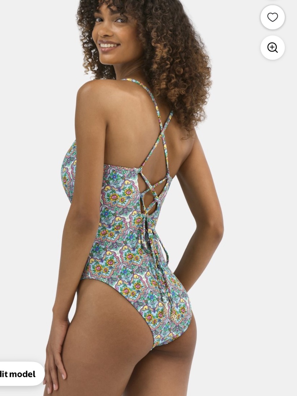 Jessica Simpson Paisley Cinched One Piece Swimsuit Size Medium New